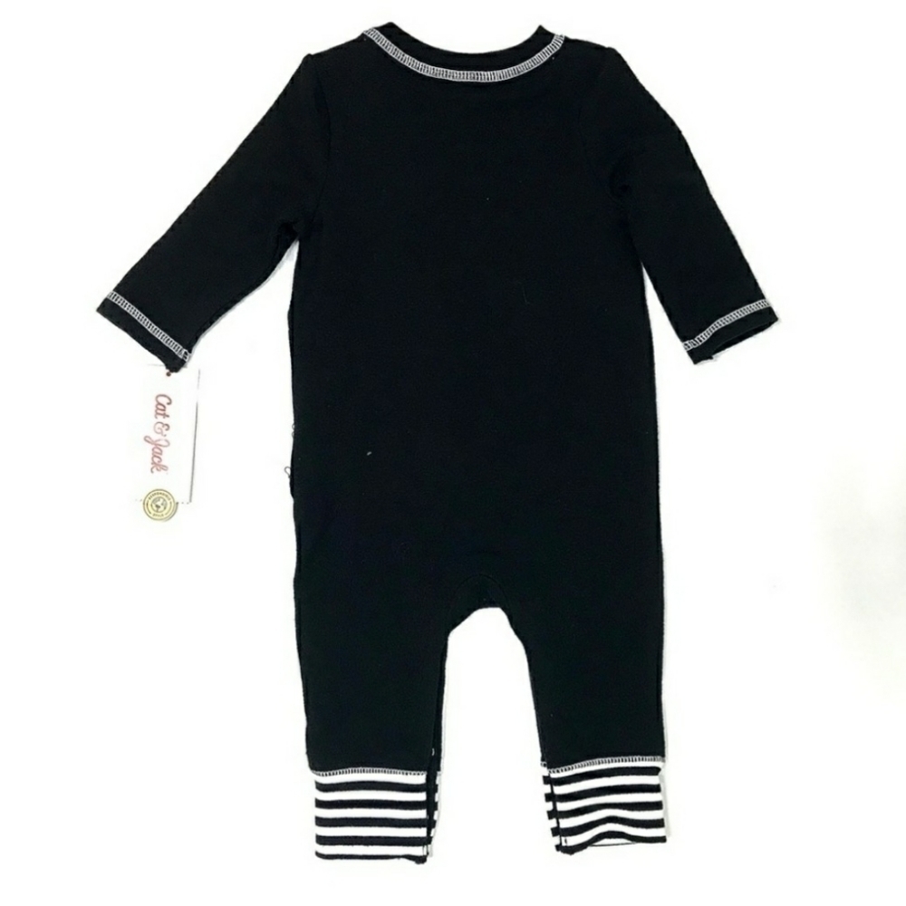 Nwt Cat & Jack Halloween Ghost 3d One Piece Outfit Black White Stripes Baby Cute — image 4 of 5